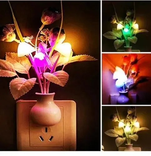 Romantic Colorful Sensor LED Mushroom Night Light Wall Lamp - 5